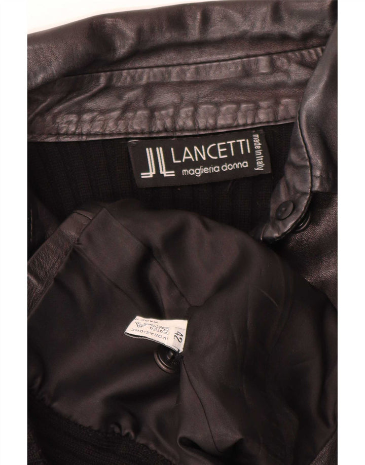 Giacca in Pelle Donna Lancetti IT 42 Media Pelle Nera