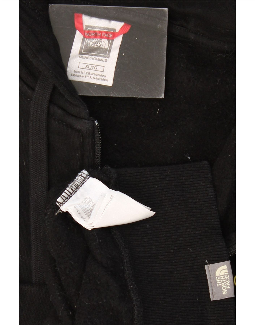 THE NORTH FACE Felpa con cappuccio e zip da uomo XL in cotone nero