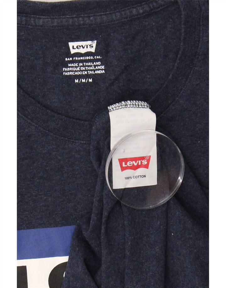 LEVI'S Mens Graphic T-Shirt Top Medium Navy Blue Cotton Vintage Levi's and Second-Hand Levi's from Messina Hembry 