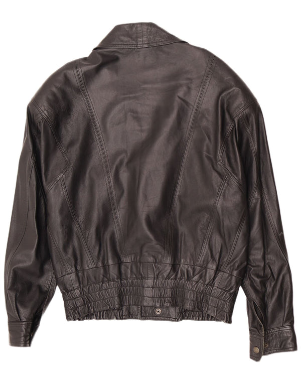 Vintage Mens Leather Jacket IT 46 Small Black Biker