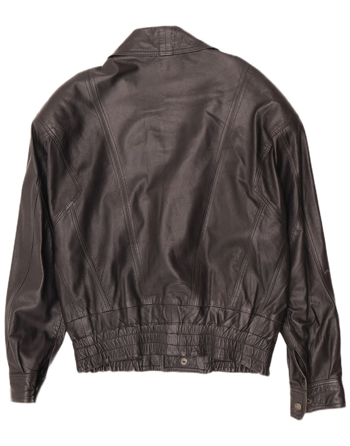 Giacca in pelle da uomo vintage IT 46 piccolo motociclista nero
