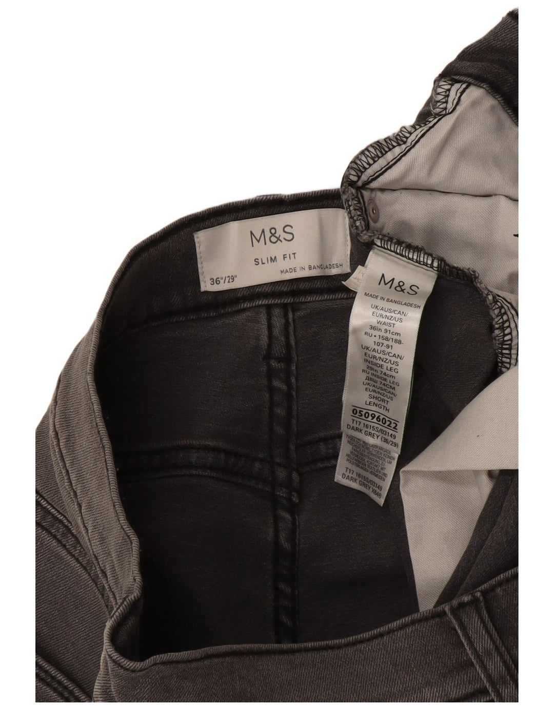 Jeans slim da uomo Marks & Spencer W36 L29 cotone grigio