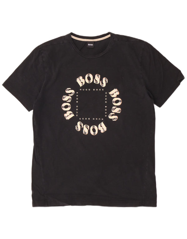 Hugo Boss Mens Graphic T-Shirt Top XL Black Cotton