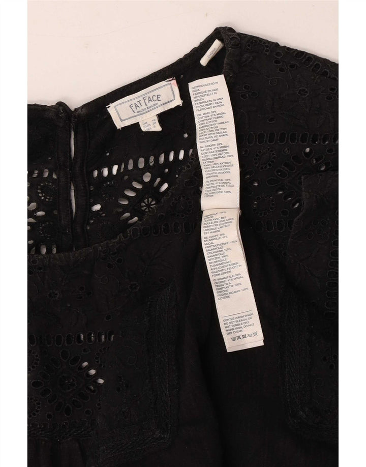 Camicetta da donna Fat Face Top UK 10 Piccolo cotone floreale nero