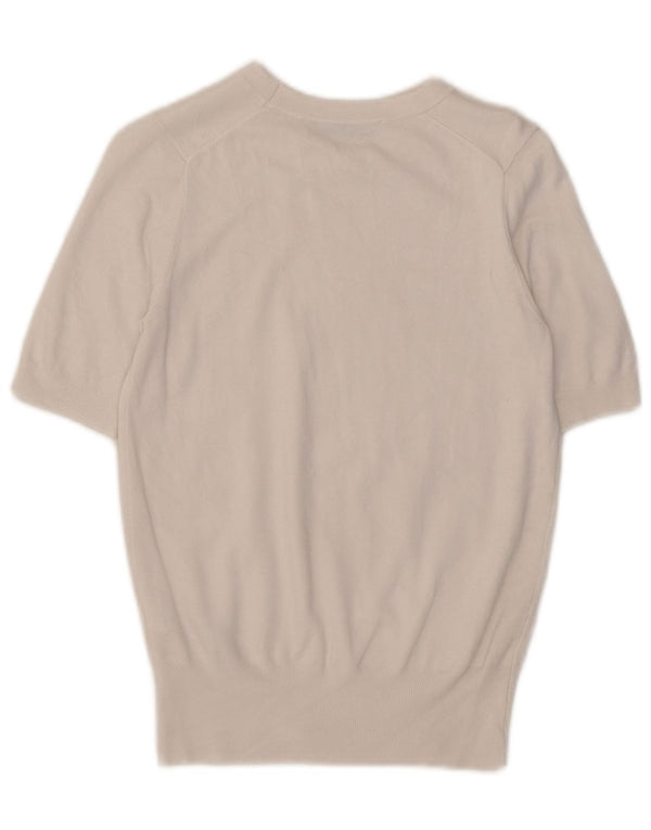 Maglione Zara da donna a maniche corte con scollo a barca UK 10 piccolo in viscosa bianca
