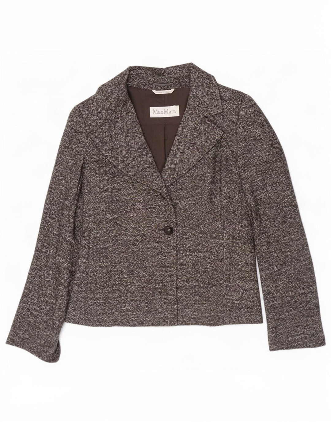 Giacca blazer da donna a 1 bottone Max Mara UK 12 Lana a spina di pesce grigio medio