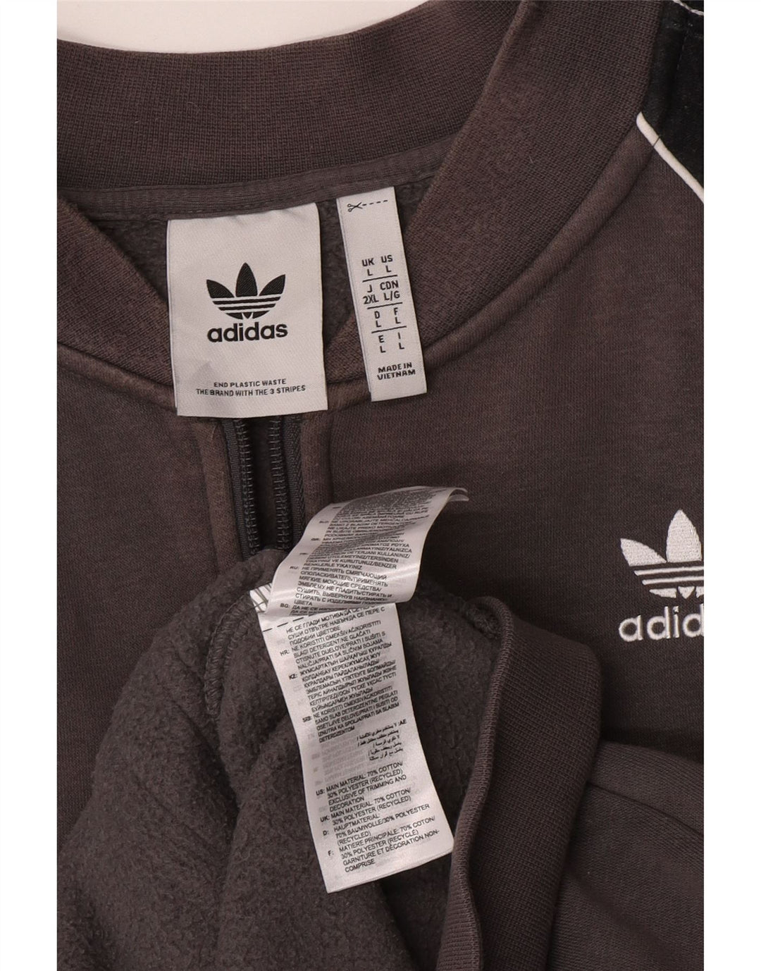 Giacca da ginnastica da uomo Adidas Large in cotone color block grigio