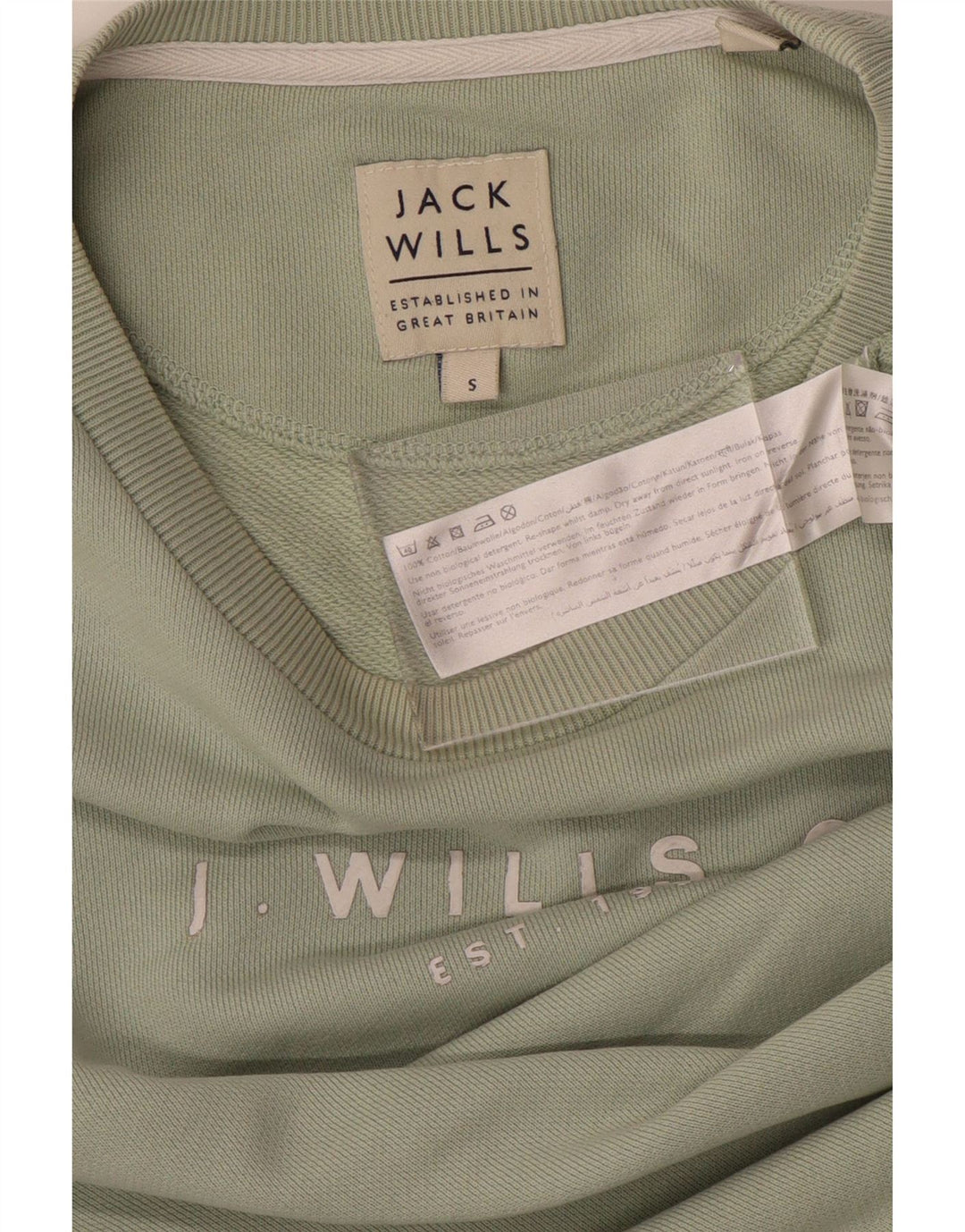 JACK WILLS Felpa grafica da uomo Maglione piccolo cotone verde