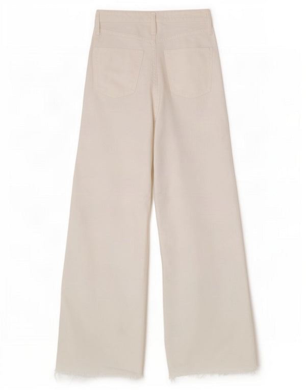 Jeans Zara da donna a gamba larga a vita alta EU 36 XS W26 L32 cotone bianco