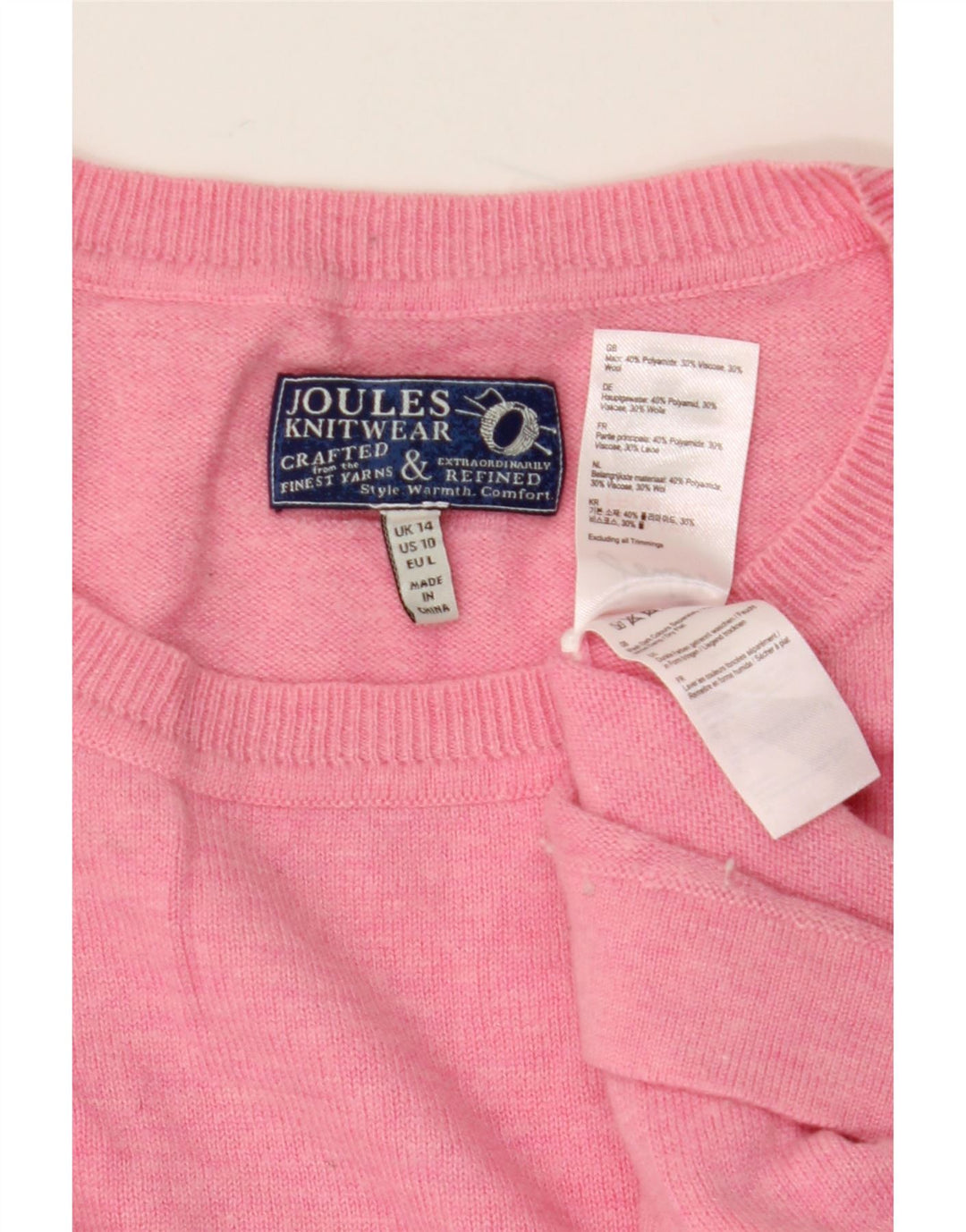 Joules Maglione maglione girocollo oversize da donna UK 14 Large Rosa Poliammide