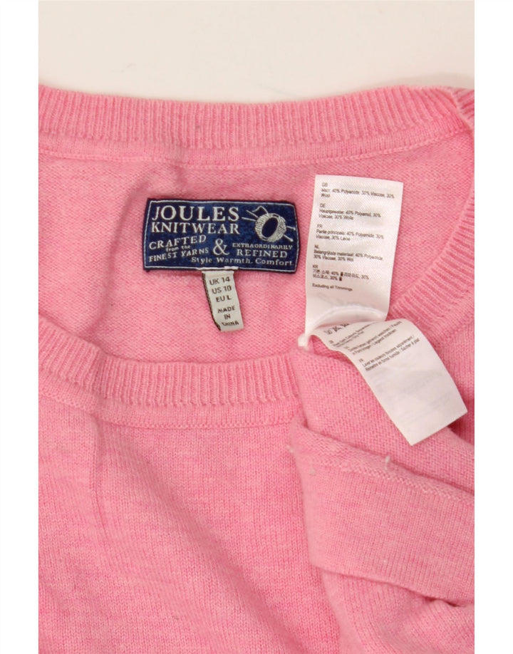 Joules Maglione maglione girocollo oversize da donna UK 14 Large Rosa Poliammide