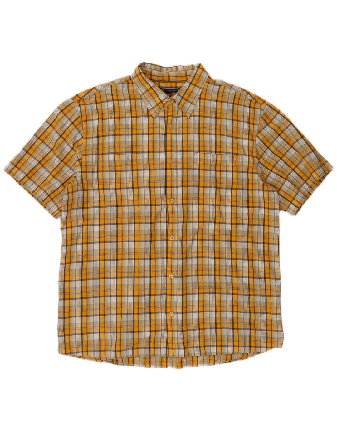 Camicia a maniche corte da uomo Wrangler 2XL in cotone a quadri gialli
