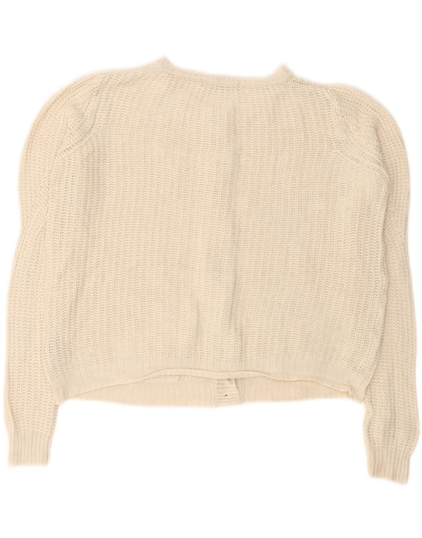 Maglione cardigan corto da donna Marks & Spencer UK 10 piccolo bianco sporco