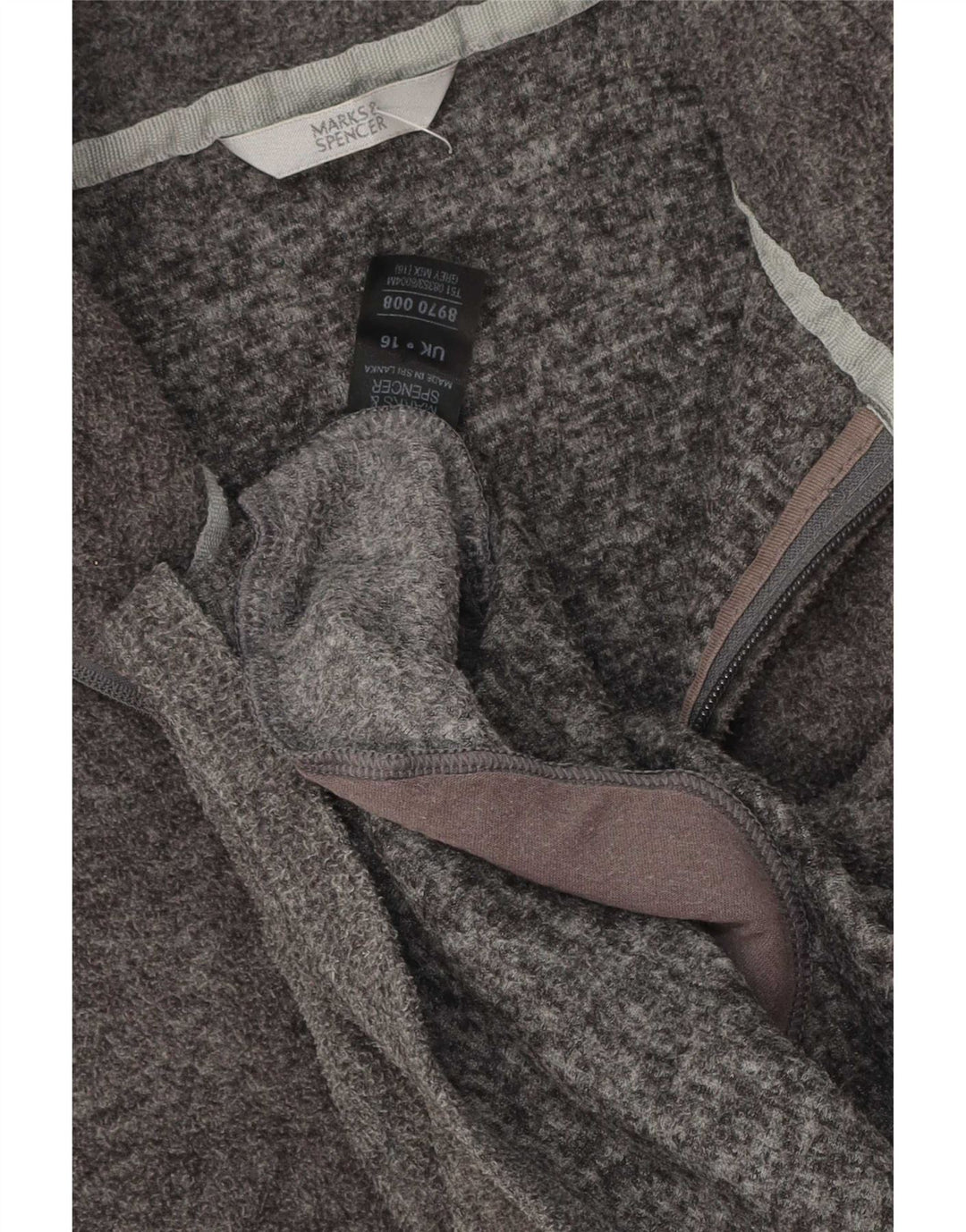 Giacca in pile da donna Marks & Spencer UK 16 grande poliestere grigio
