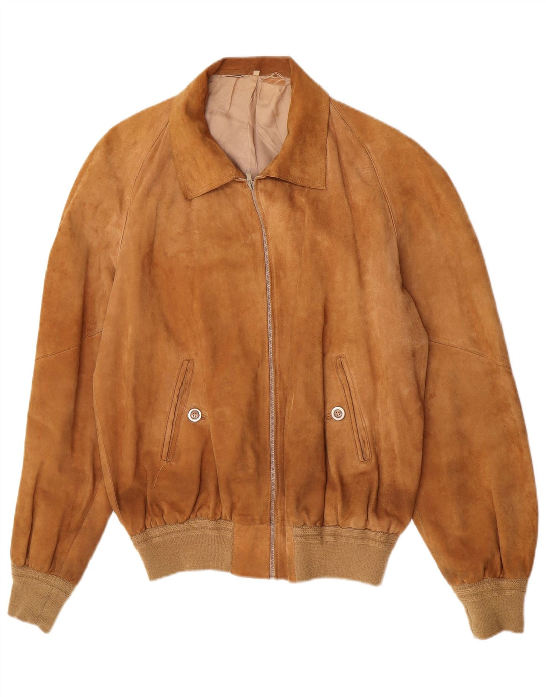 Giubbotto bomber in pelle scamosciata vintage da uomo UK 38 Marrone medio