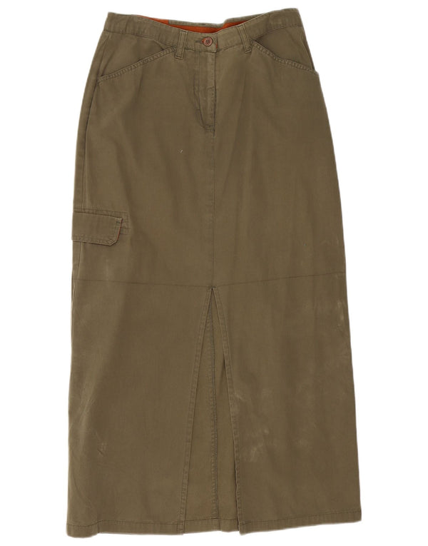 Gonna maxi cargo da donna vintage EU 36 piccola W28 cotone kaki