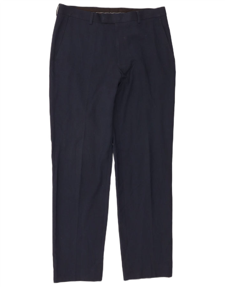 Pantaloni chino slim su misura da uomo Marks & Spencer W32 L31 Blu Navy