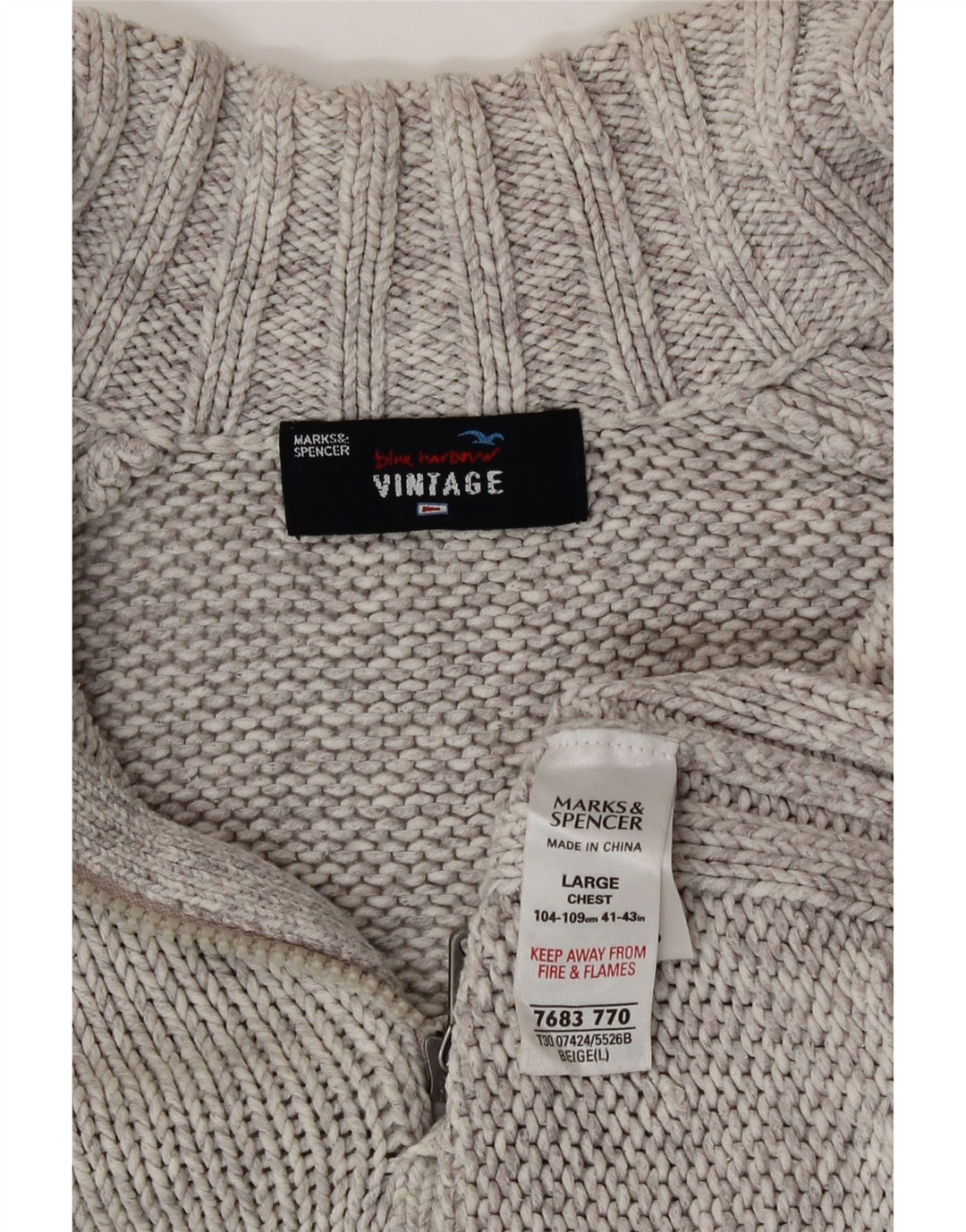 Maglione da uomo Marks & Spencer con zip e collo grande in cotone grigio