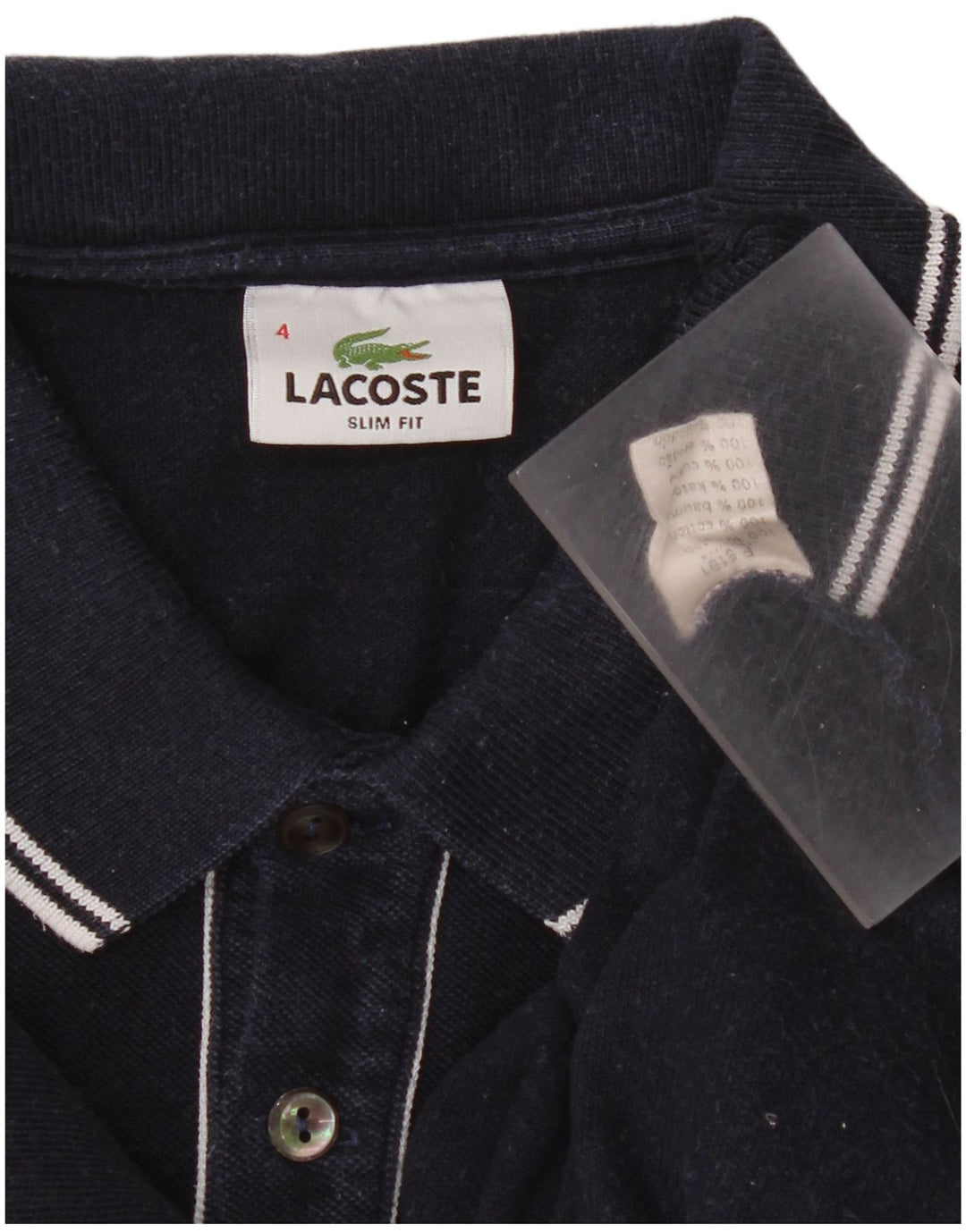 Polo da uomo slim fit Lacoste taglia 4 media cotone blu navy