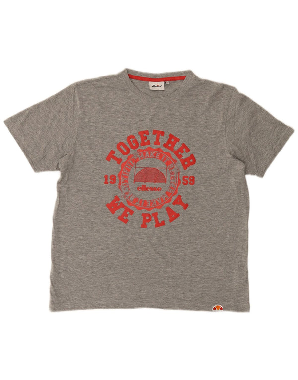 T-shirt grafica da uomo Ellesse Top in cotone grigio medio