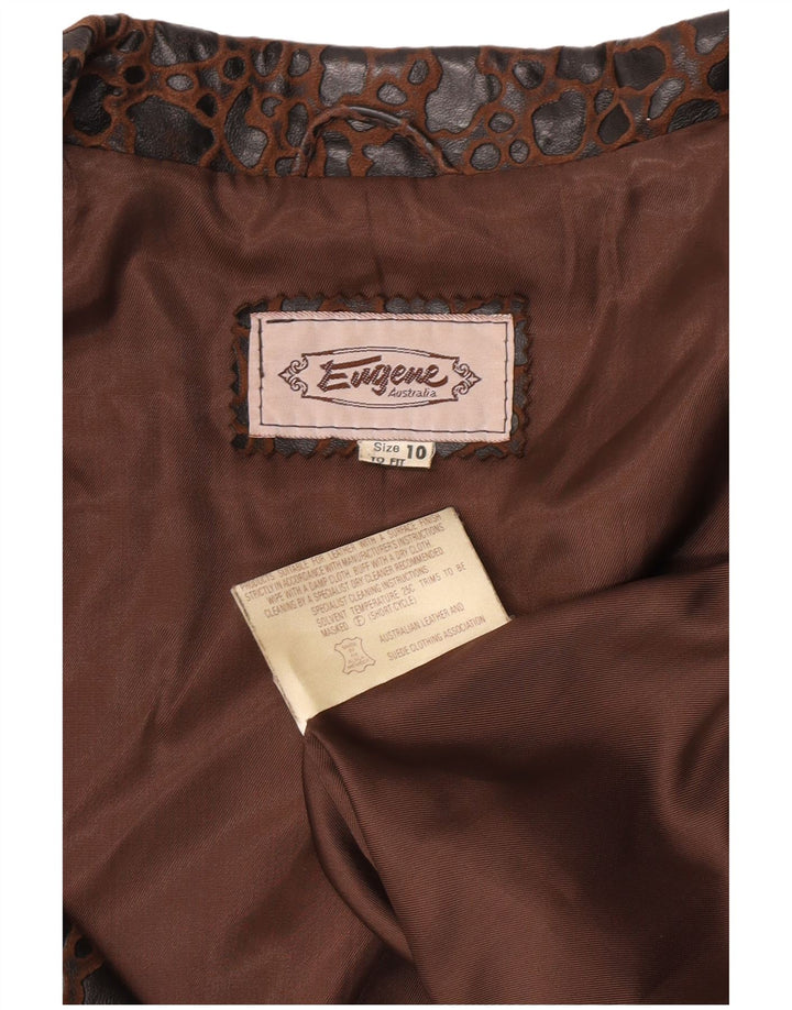 Giacca blazer doppiopetto da donna Eugene US 10 grande stampa animalier marrone