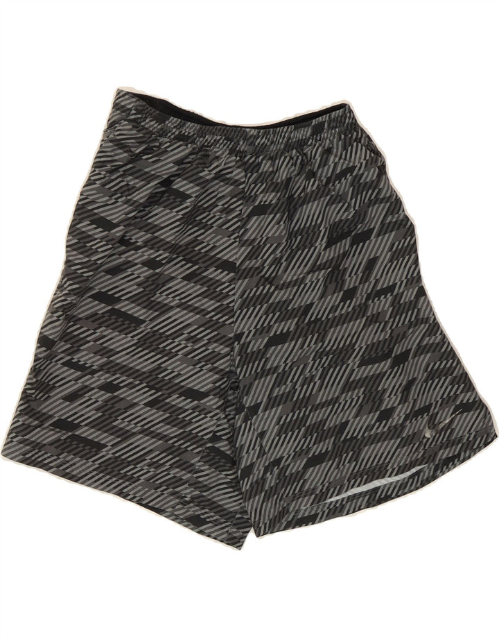 NIKE Womens Dri Fit Sport Shorts UK 12 Medium Grey Geometric Vintage Nike and Second-Hand Nike from Messina Hembry 