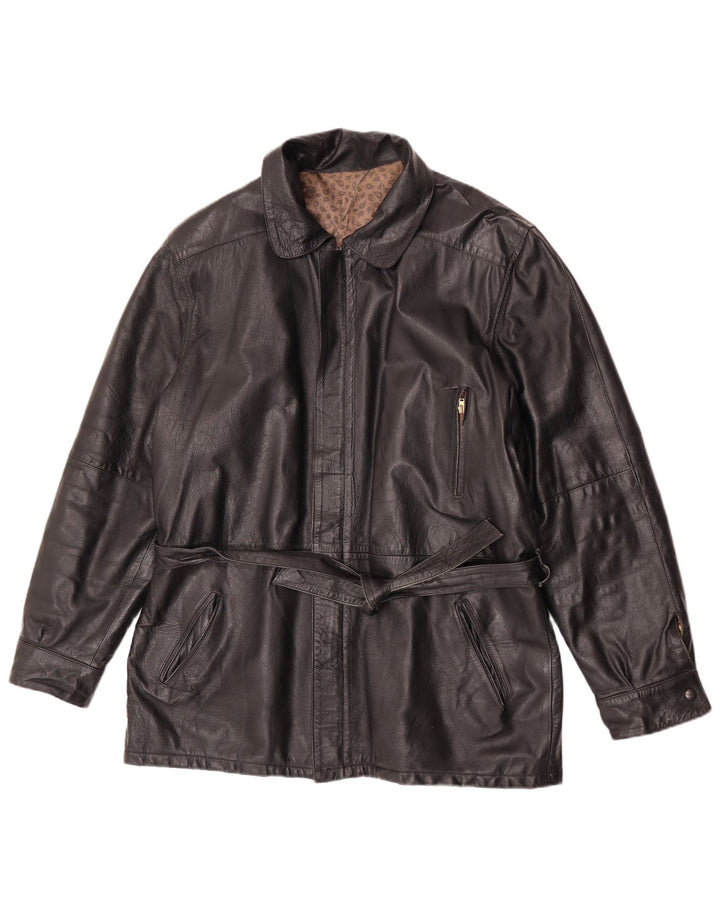 Giacca in pelle vintage da uomo IT 52 XL in pelle nera