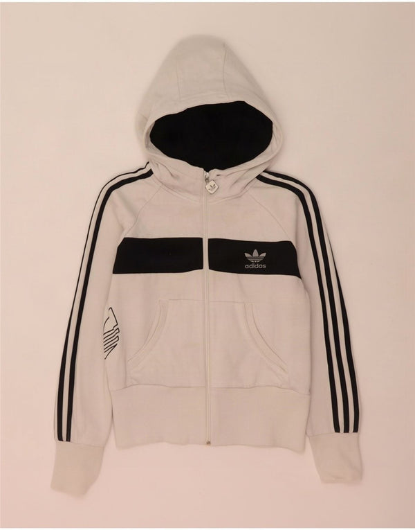 Felpa con cappuccio e zip grafica da donna Adidas IT 44 Medium White Colourblock