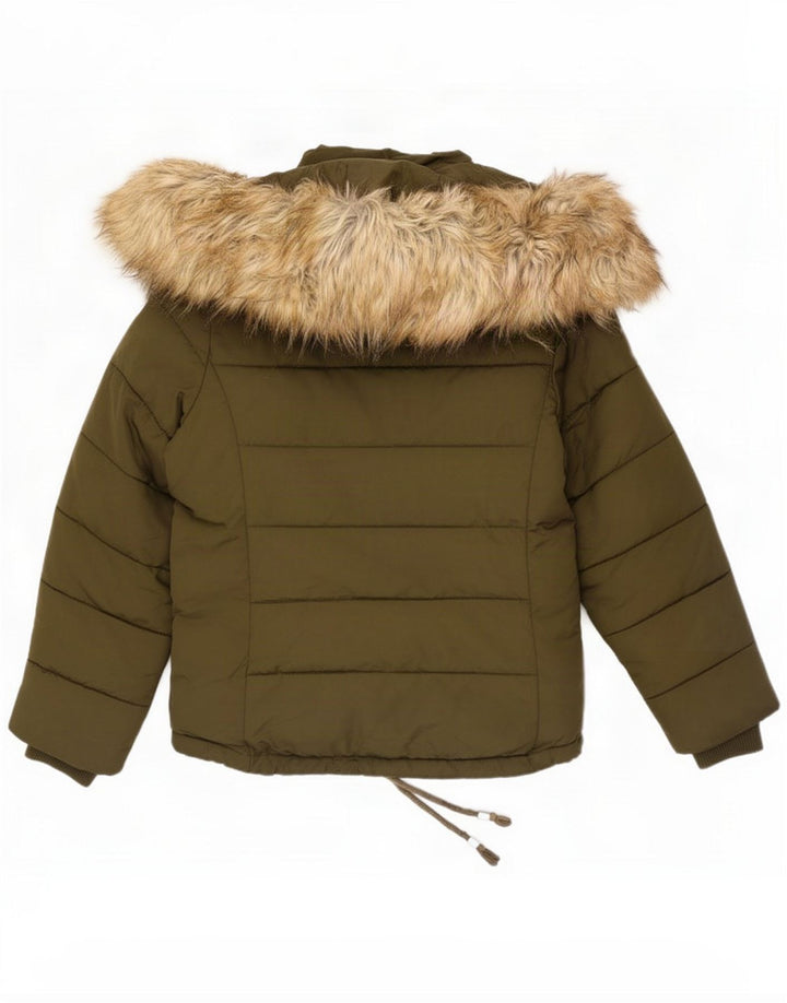 Topshop Giacca imbottita con cappuccio da donna UK 8 Small Verde Poliestere