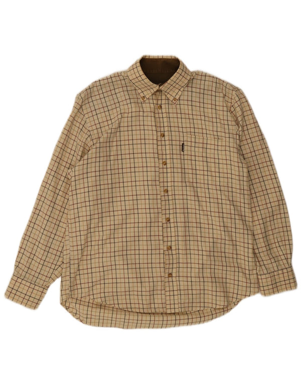 Camicia di flanella da uomo Barbour in cotone a quadri beige grande