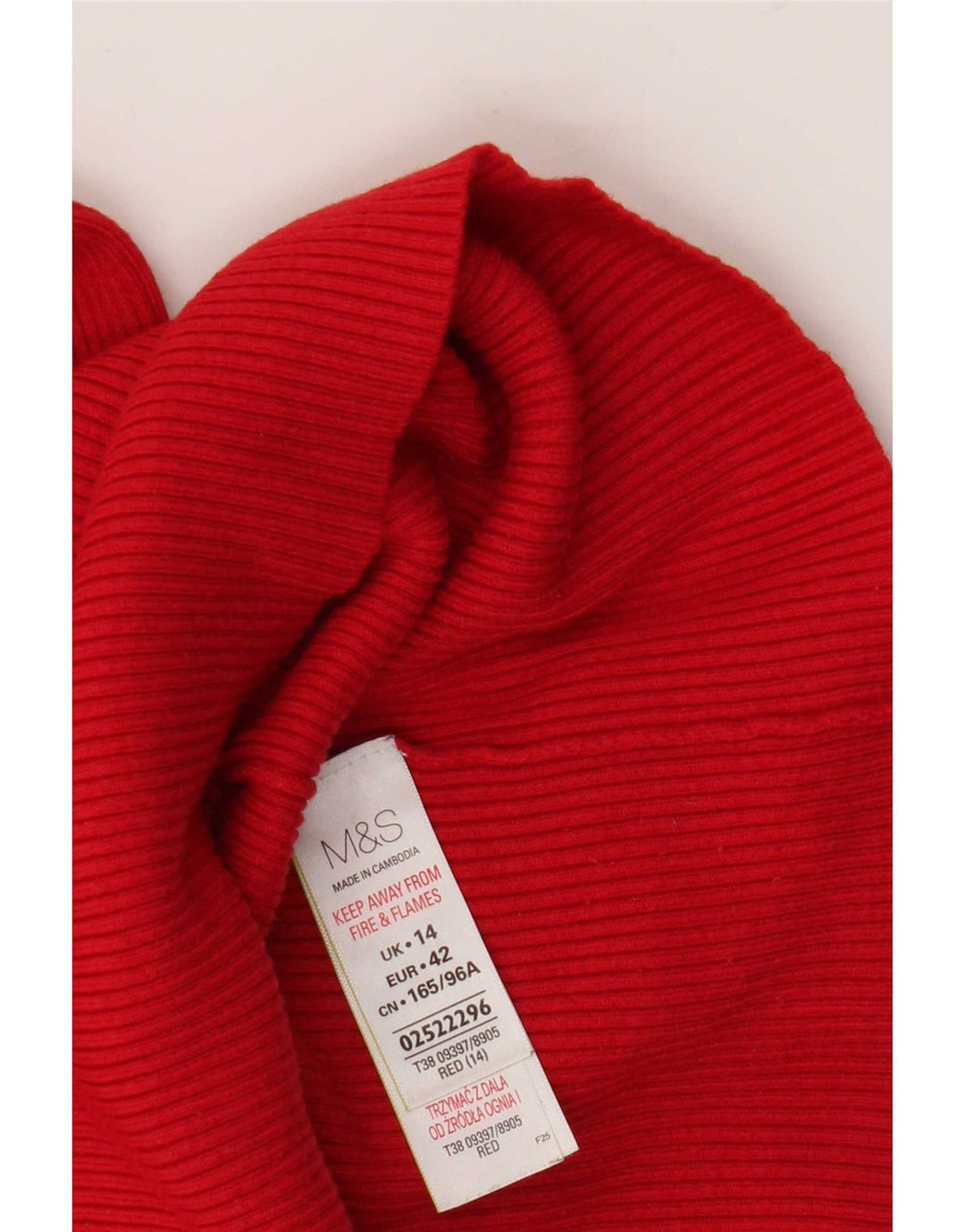 Maglione maglione a collo alto da donna Marks & Spencer UK 14 Viscosa rossa media