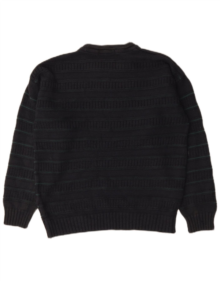 Maglione maglione girocollo da uomo Marks & Spencer, acrilico a righe nere medie