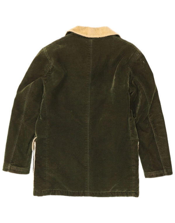 Soprabito vintage da uomo in pile Sherpa UK 38 color block verde medio