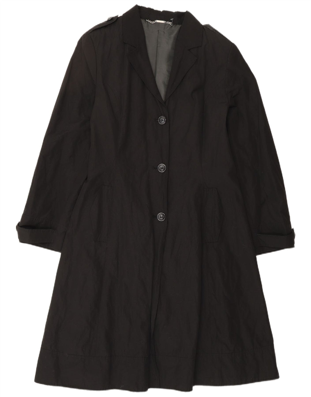 Trench da donna Laura Ashley UK 14 medio nero classico