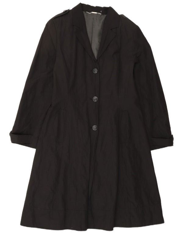 Trench da donna Laura Ashley UK 14 medio nero classico
