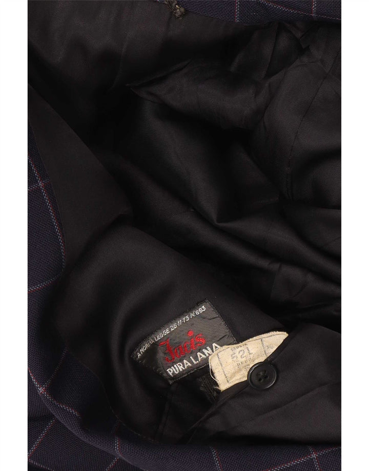 Giacca blazer da uomo a 2 bottoni Facis IT 52 XL in lana a quadri blu navy