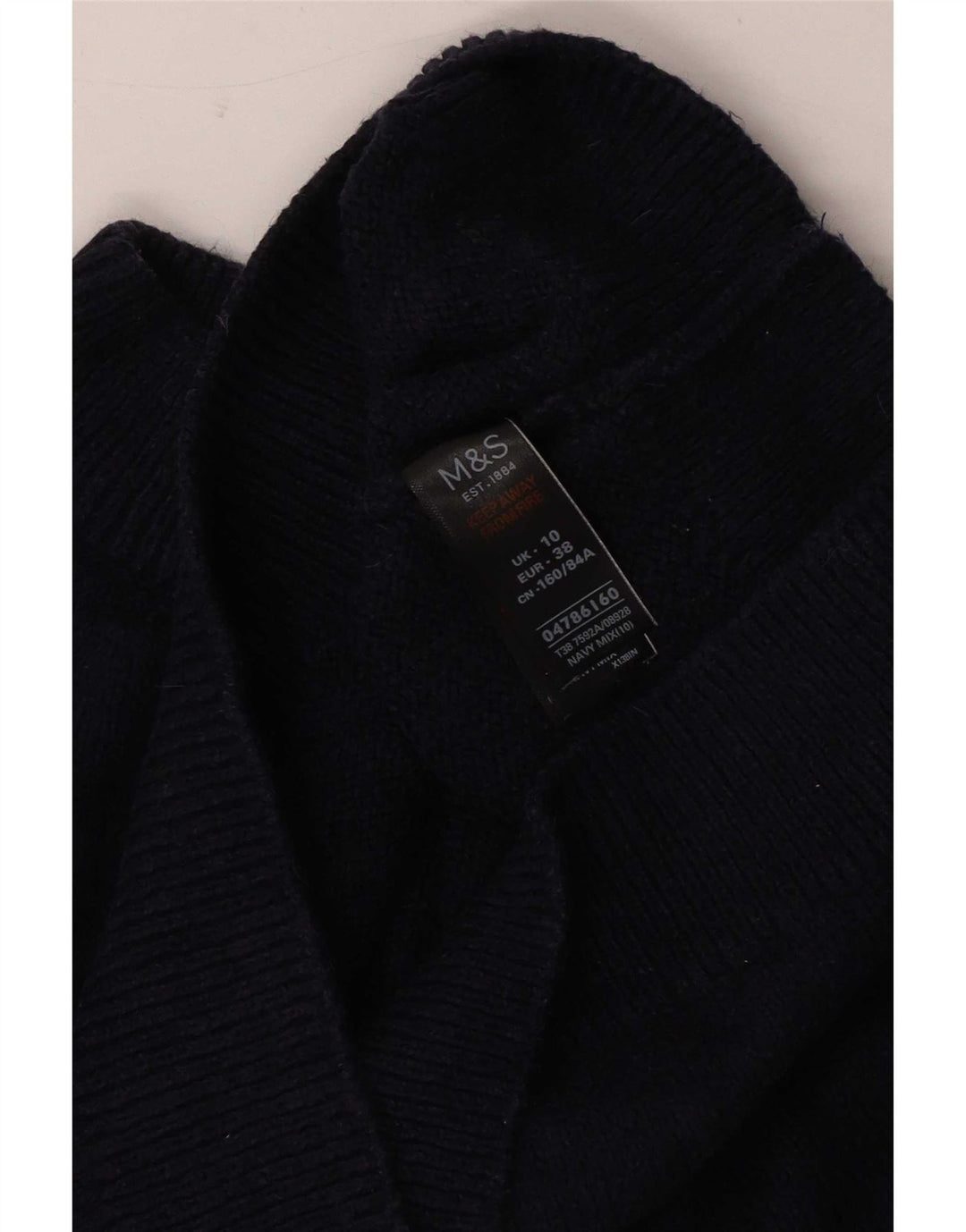Maglione maglione a collo alto da donna Marks & Spencer UK 10 piccolo blu navy