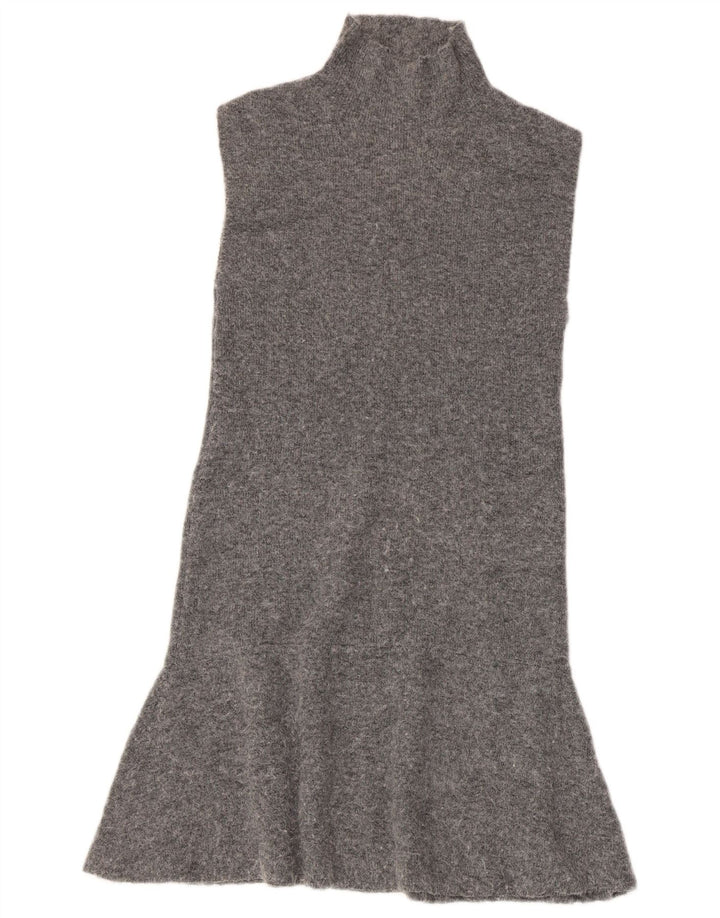 Abito maglione senza maniche da donna Zara UK 8 piccolo poliestere grigio