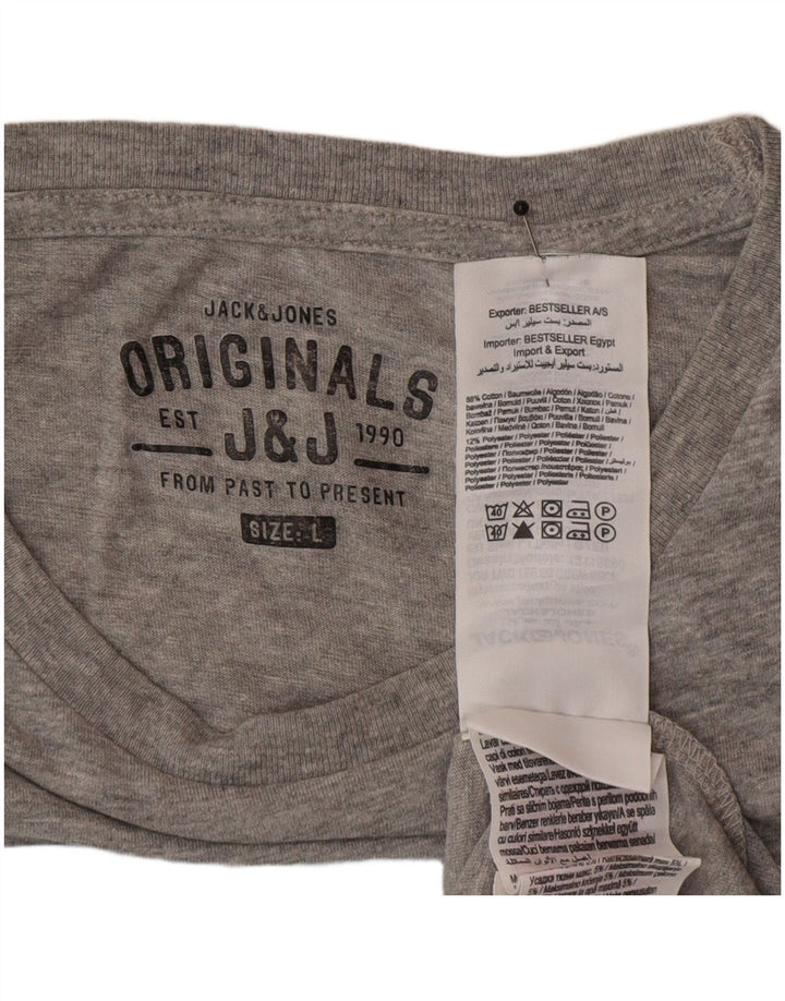 Jack & Jones T-shirt grafica da uomo grande in cotone grigio