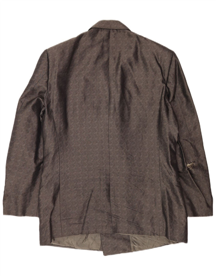 Giacca blazer doppiopetto da uomo Pal Zileri IT 50 grande seta Chevron grigia