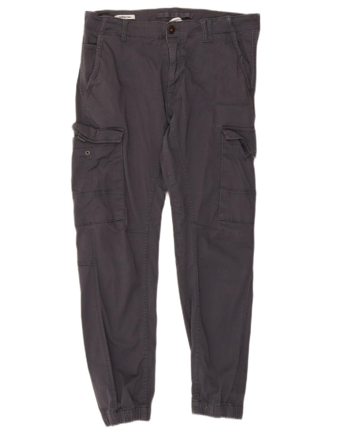 JACK & JONES Pantaloni cargo da jogging Paul affusolati da uomo W36 L29 in cotone grigio