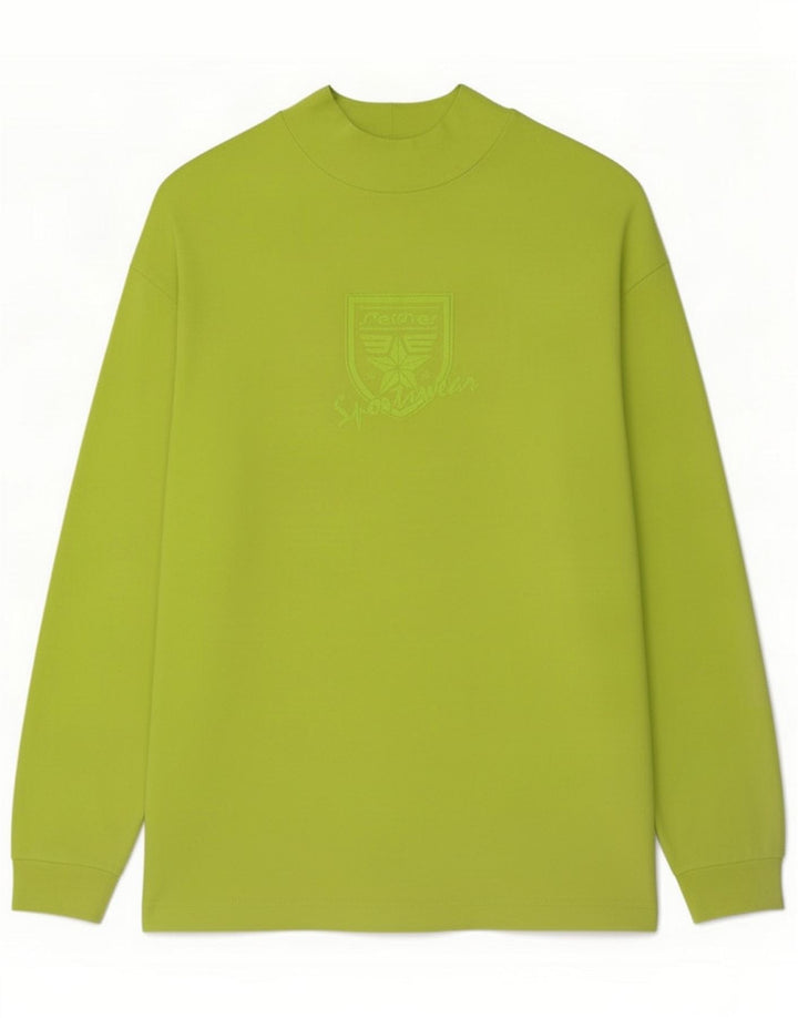 Steffner Top grafico da uomo a maniche lunghe in cotone verde largo