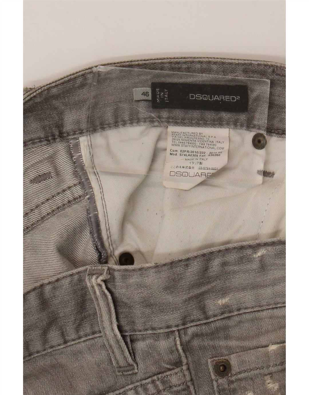 Jeans skinny effetto consumato da uomo Dsquared2 IT 46 piccolo W32 L32 grigio maculato