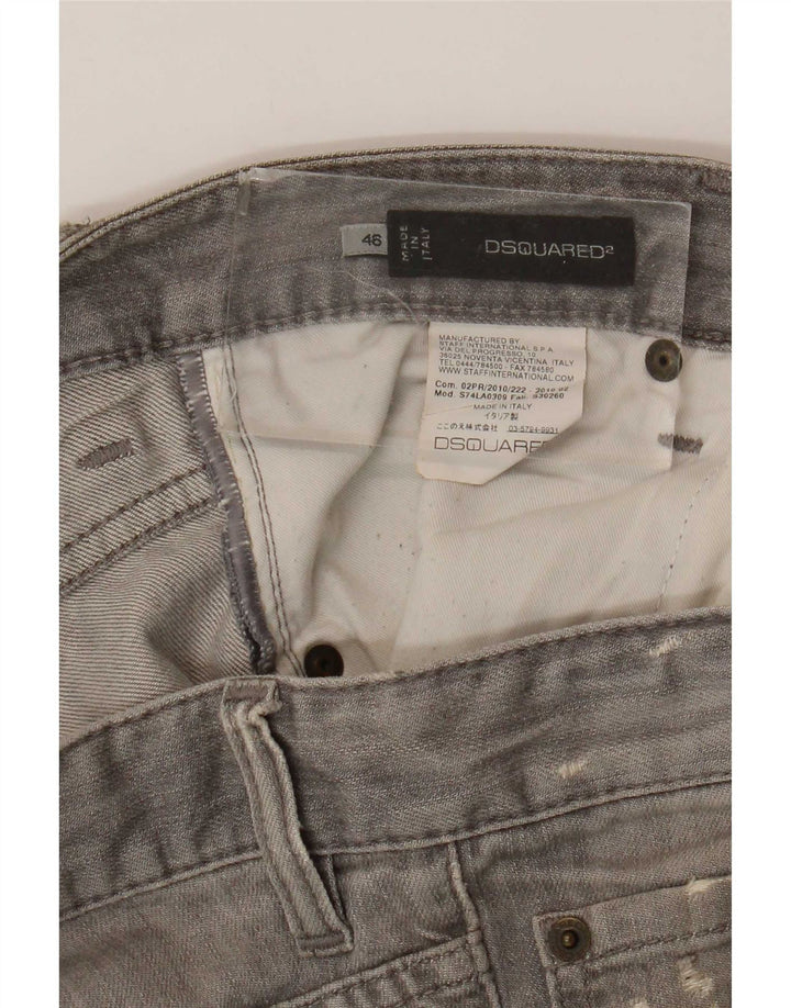 Jeans skinny effetto consumato da uomo Dsquared2 IT 46 piccolo W32 L32 grigio maculato