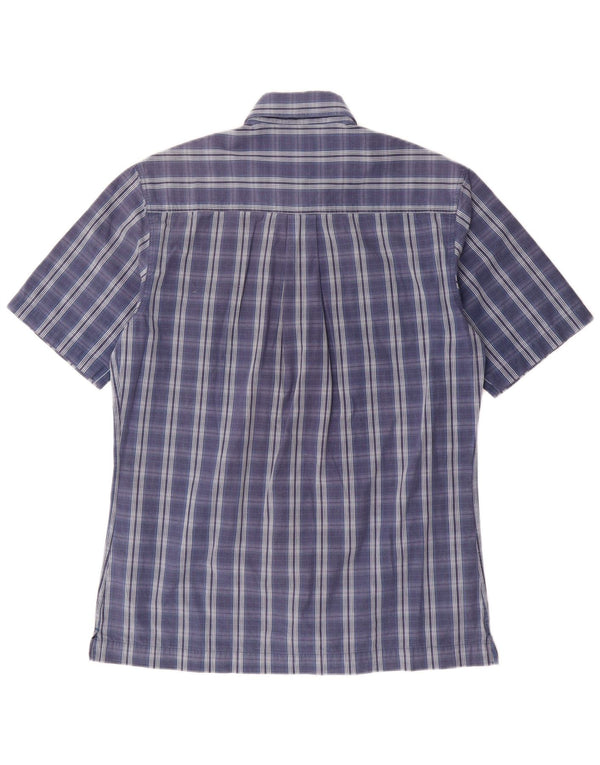 Camicia a maniche corte da uomo Timberland in cotone a quadri blu piccolo