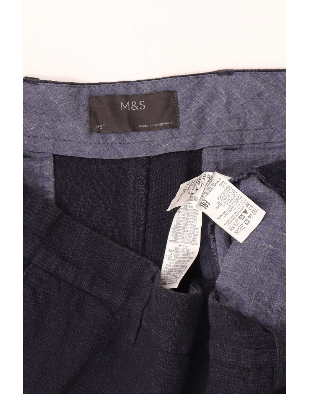 Pantaloncini chino da uomo Marks & Spencer W38 XL cotone blu navy