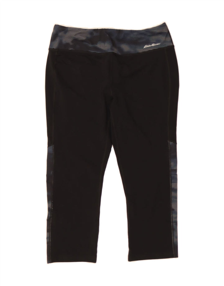 EDDIE BAUER Womens Capri Leggings UK 14 Medium  Black Polyester Vintage Eddie Bauer and Second-Hand Eddie Bauer from Messina Hembry 