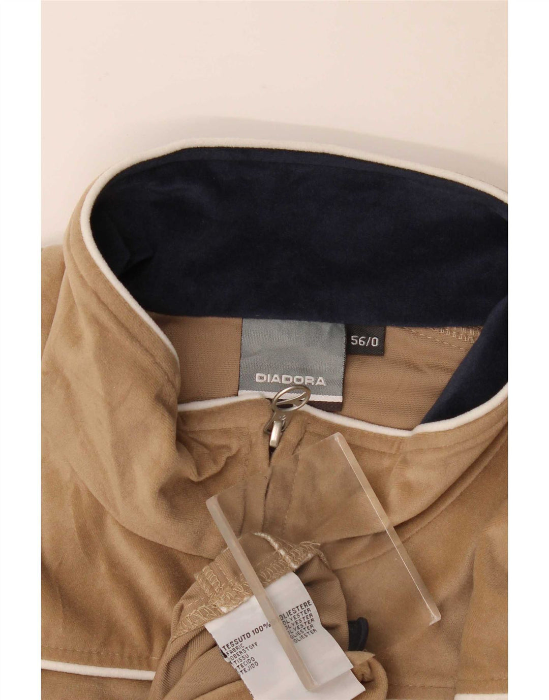 Giacca da ginnastica da uomo in velluto Diadora IT 56 2XL Poliestere beige