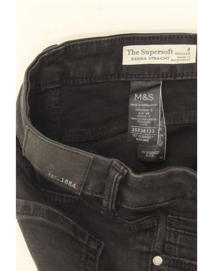 Jeans dritti Marks & Spencer da donna Sienna UK 8 piccoli W25 L30 neri
