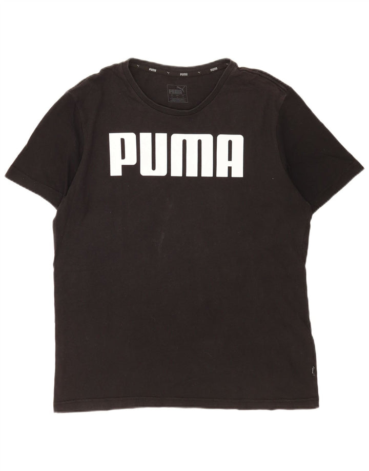 T-shirt grafica da uomo Puma Top in cotone nero medio